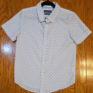 Denim & Flower Pink Blue Pattern Shirt Kids Size 8 Soft EUC